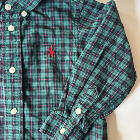 Boys Polo Tartan Holiday Print Button down - Picture 2 of 4